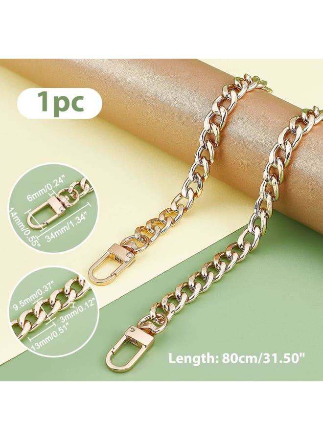 80cm Golden Bag Strap Chain, Metal Purse Chain Handbag Strap Shoulder Bag Chain Replacement Purse Chains with Swivel Lobster Claw Clasps for DIY Handbags Crossbody Bag Crafts Making  - Image 3