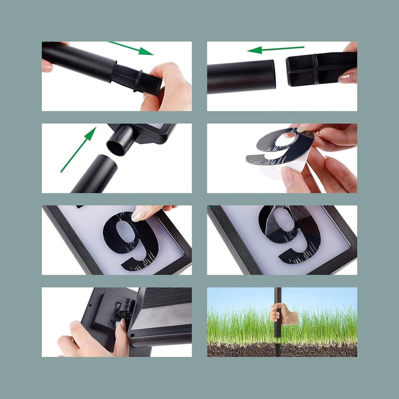 كلاراكو أرقام المنازل، لوحات العناوين الشمسية، علامة الممر، علامة الشارع، أرقام المنازل المضيئة، أضواء العناوين، لافتات LED تعمل بالطاقة الشمسية، حروف للفناء، باب الشارع، ديكور خارجي - Image 5