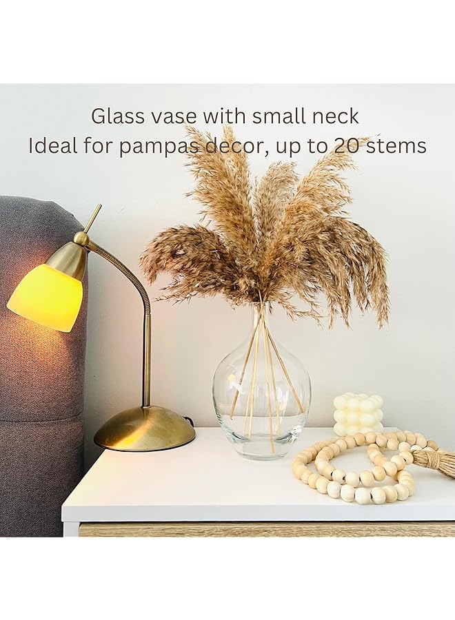 erorex Glass Vase For Flowers Clear Pampas Grass Vase Home Decor Accessories Living Room Round Glass Vase With Narrow Neck For Dried Flowers Pampas Grass 7.9 Inch Tall - Image 5