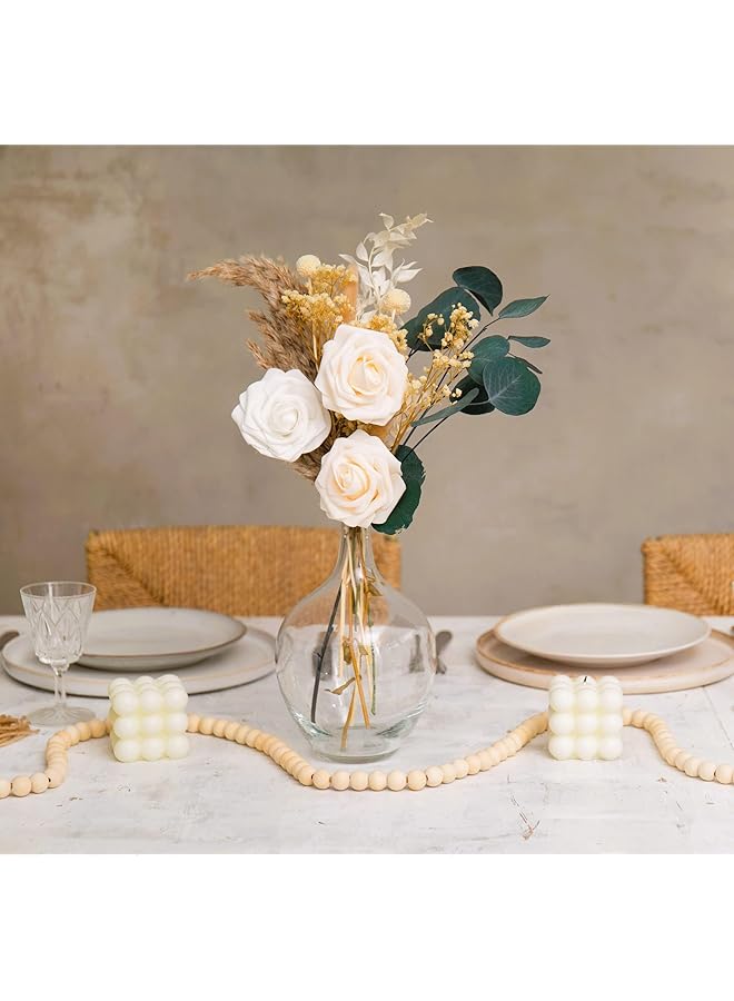 erorex Glass Vase For Flowers Clear Pampas Grass Vase Home Decor Accessories Living Room Round Glass Vase With Narrow Neck For Dried Flowers Pampas Grass 7.9 Inch Tall - Image 2