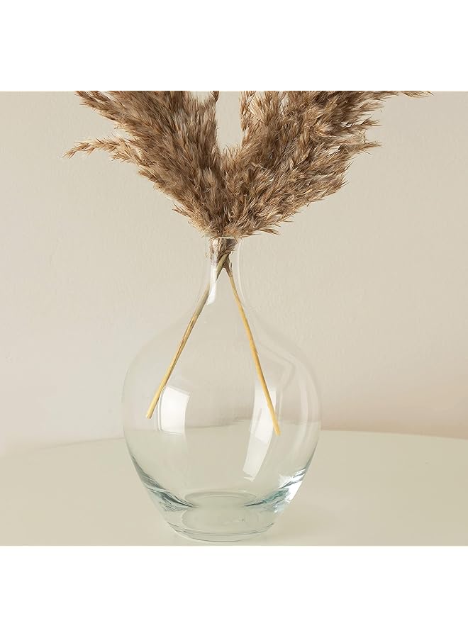 erorex Glass Vase For Flowers Clear Pampas Grass Vase Home Decor Accessories Living Room Round Glass Vase With Narrow Neck For Dried Flowers Pampas Grass 7.9 Inch Tall - Image 3