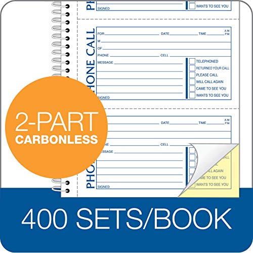 TOPS Phone Message Pad Call Book, Carbonless Paper 2 Part, 2 3/4 x 5, 400 Forms - 74620, White - Image 3