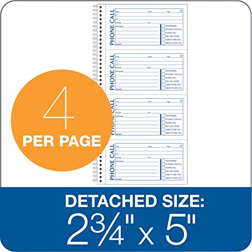 TOPS Phone Message Pad Call Book, Carbonless Paper 2 Part, 2 3/4 x 5, 400 Forms - 74620, White - Image 2