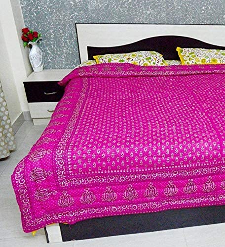 SVT Traditional Famous Jaipuri Beautiful Floral Print in Pink Jaipuri RajaiRazaiQuilt SingleSingle Bed QuiltComforterAC QuiltAC Comforter - Image 2