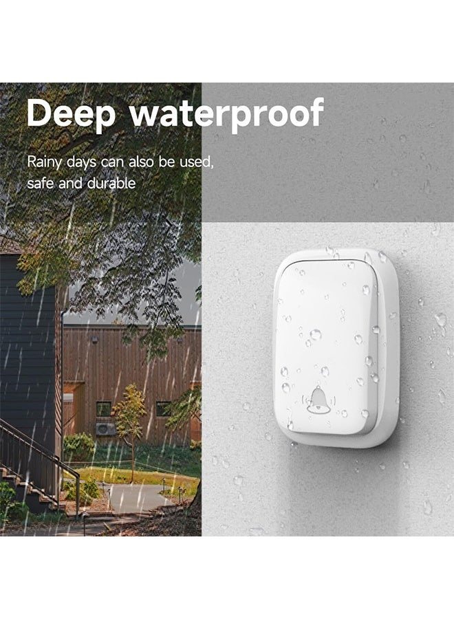 GD Waterproof Self-Powered Wireless Doorbell No Battery Required Cordless Door Chime Kit - Over 500 Feet Range Cordless Doorbell for Home, Office, Apartment, Hotel, Warehouse and Anti-Theft (White) - Image 4