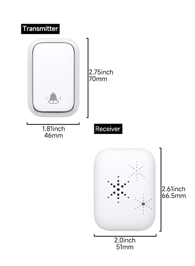 GD Waterproof Self-Powered Wireless Doorbell No Battery Required Cordless Door Chime Kit - Over 500 Feet Range Cordless Doorbell for Home, Office, Apartment, Hotel, Warehouse and Anti-Theft (White) - Image 2