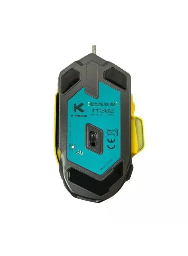 كي قيمنق ماوس ألعاب كي جيمينج سبيس ستار M202 سلكي RGB بمنفذ USB مع 4 أوضاع إضاءة LED ودقة DPI قابلة للتعديل 1200/2400/4800/7200 وتصميم مريح لأجهزة الكمبيوتر واللاب توب - أبيض - Image 5
