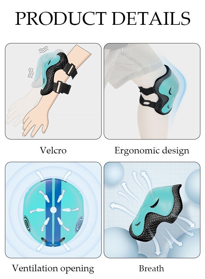 DUNISO 7-Piece Kids Safety Sports Gear Set Include A Pair of Knee Pads Elbow Guard Palm Protector and A Helmet for Outdoor Sports Skateboard Roller Skating - Image 3