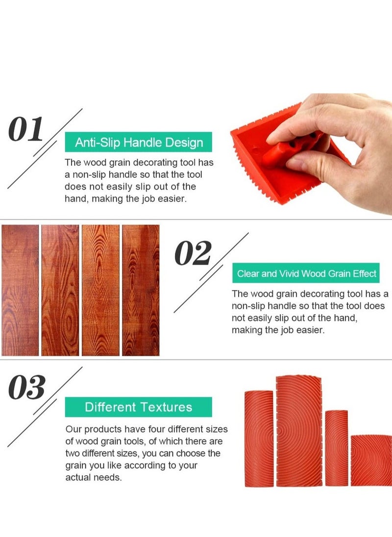 4 Piece Rubber Wood Grain Painting Tool Set for DIY Wall Art and Home Decoration, Ideal for Creative Projects - Image 5