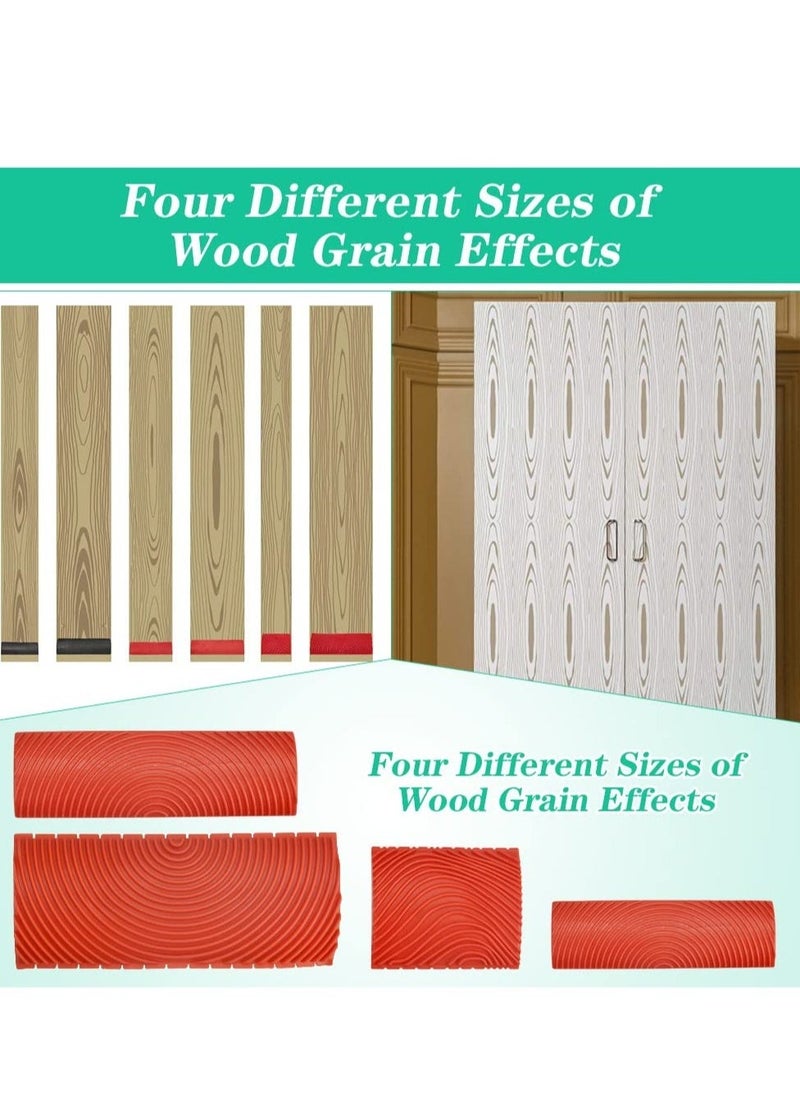 4 Piece Rubber Wood Grain Painting Tool Set for DIY Wall Art and Home Decoration, Ideal for Creative Projects - Image 4