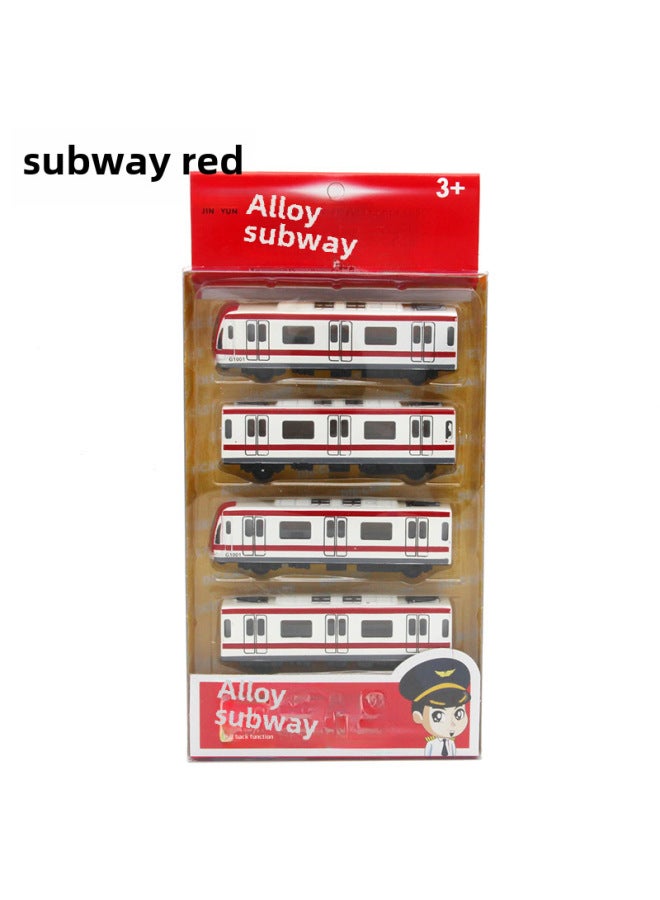 Children Alloy Toy Harmony Series Electric Train Model Magnetic Connection Simulation Backpack Set Kids Aged 4-6-Color:0560D-3 Subway Style Red  - Image 1