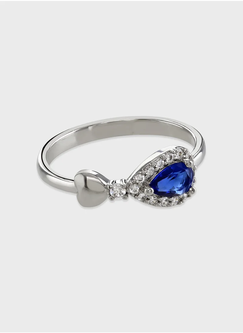 باكلي لندن Sapphire Heart Pear-Drop Ring