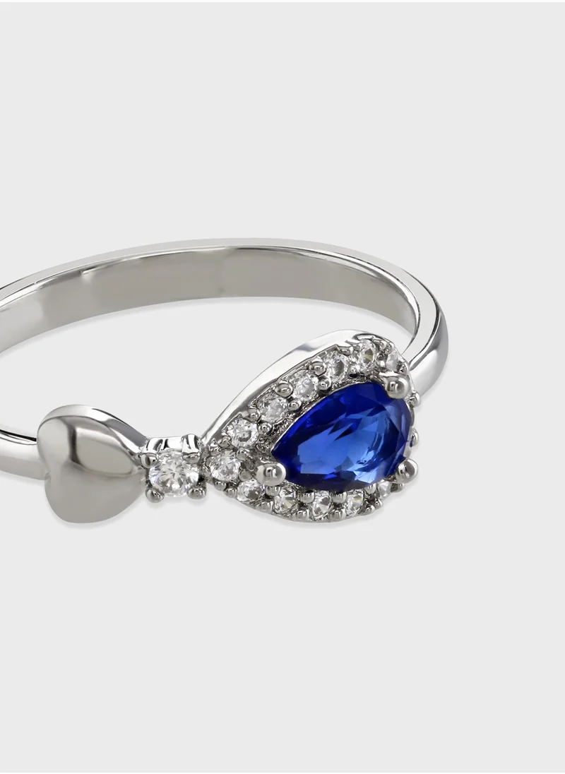 باكلي لندن Sapphire Heart Pear-Drop Ring