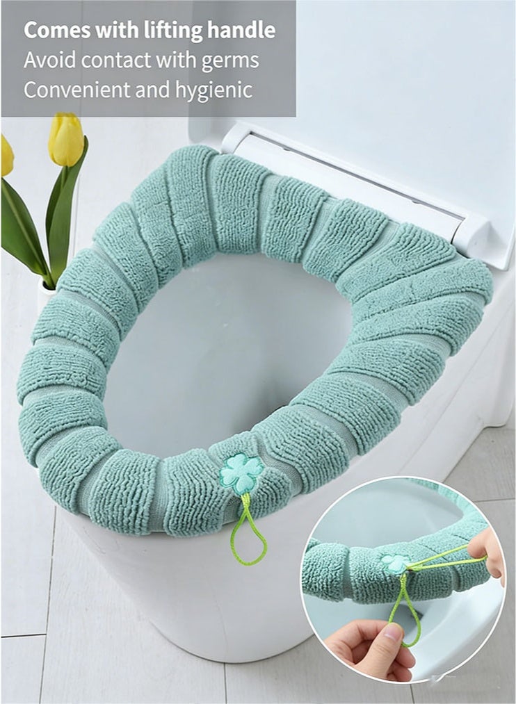 Toilet Seat Cover Plush 4Pcs, Toilet Seat Cushion with Hanging Loop, Toilet Seat Cover with Handle, Toilet Seat Covers, Toilet Seat Cover Plush, Toilet Seat Cover Washable, for Family, Hotel - Image 3