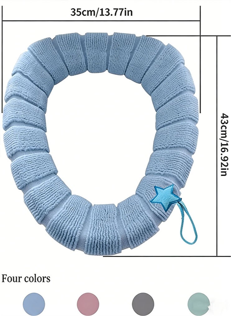 Toilet Seat Cover Plush 4Pcs, Toilet Seat Cushion with Hanging Loop, Toilet Seat Cover with Handle, Toilet Seat Covers, Toilet Seat Cover Plush, Toilet Seat Cover Washable, for Family, Hotel - Image 2