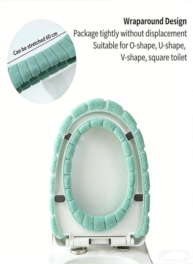 Toilet Seat Cover Plush 4Pcs, Toilet Seat Cushion with Hanging Loop, Toilet Seat Cover with Handle, Toilet Seat Covers, Toilet Seat Cover Plush, Toilet Seat Cover Washable, for Family, Hotel - Image 4