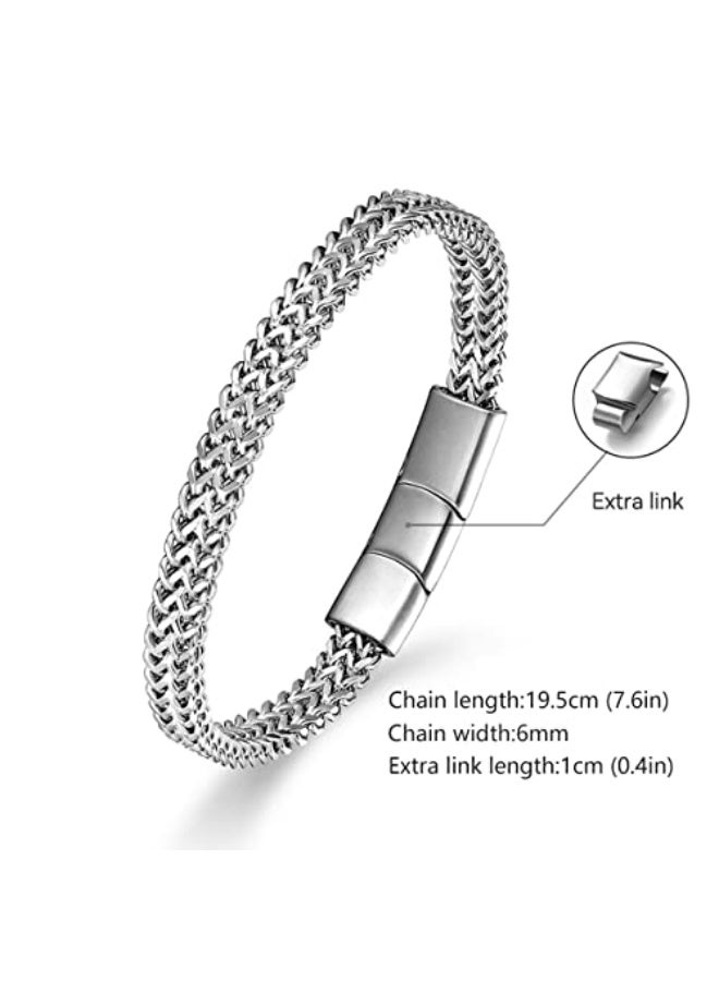 Bracelets for Men-Stainless Steel Magnetic Clasp Franco Chain Mens Bracelet - Image 2