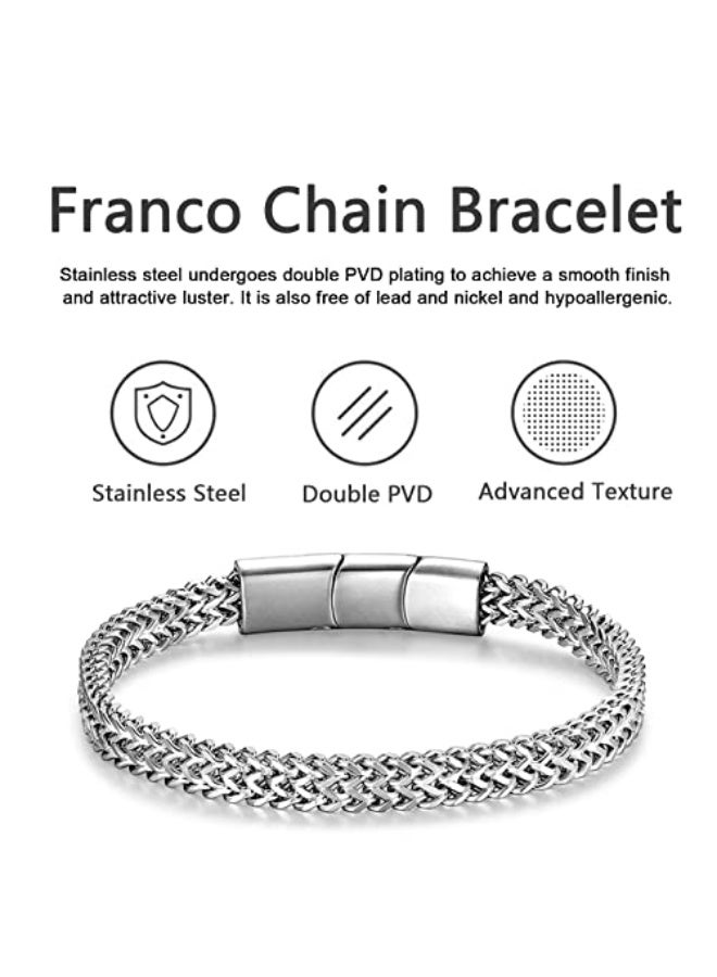 Bracelets for Men-Stainless Steel Magnetic Clasp Franco Chain Mens Bracelet - Image 3