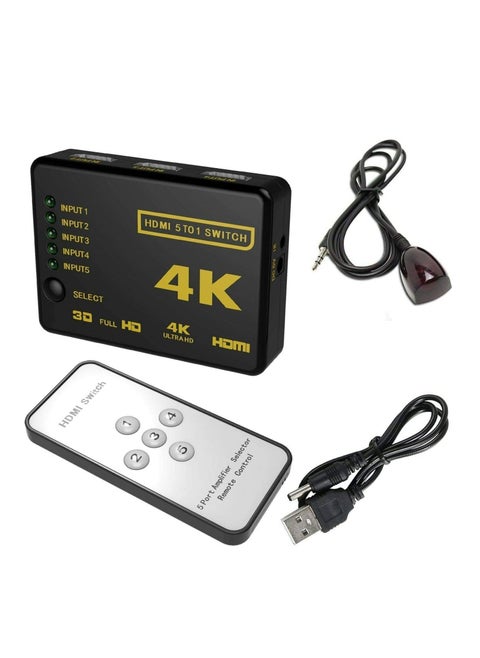 Ultra HD 4K HDMI Splitter 1x5 Port 3D 4K*2K Video HDMI Switch Switcher HDMI 1 Input 5 Output HUB with IR Remote