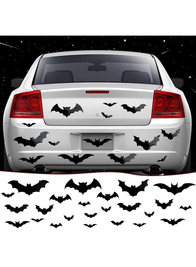 Flutesan Flutesan 28 Piece Halloween Bats Spider Car Magnet Sticker Set: Black Reflective Bat Shaped Magnets for Car, Garage Doors, Metal Doors & Floors - Image 1