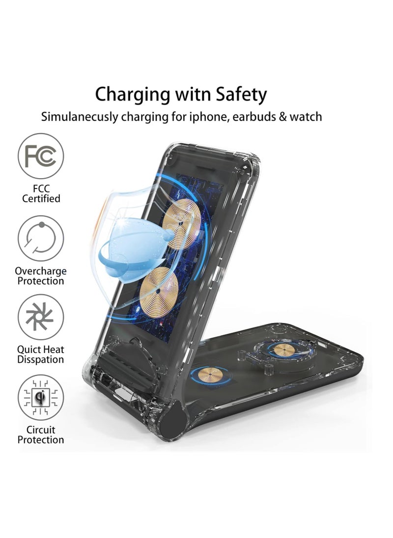 Generic - Wireless Charging Station 3 in 1 Foldable Certified Fast Wireless Charger Compatible With Mobile Phone Headphone - Image 1