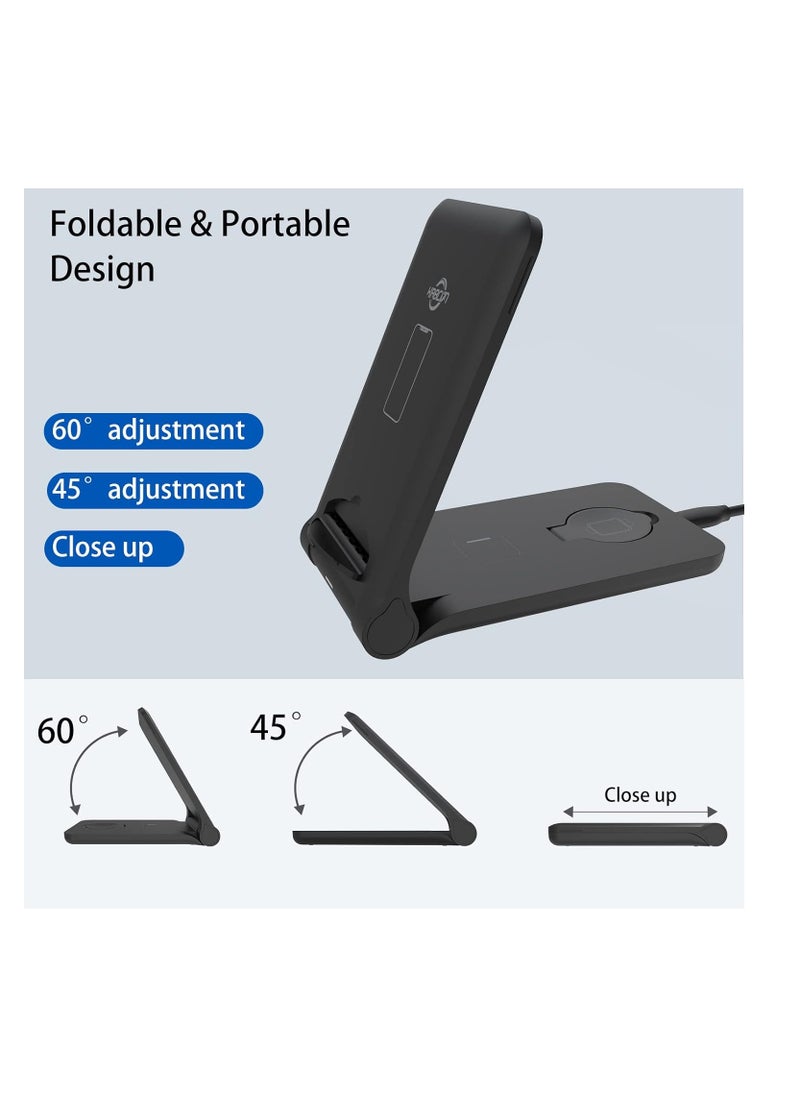 Generic - Wireless Charging Station 3 in 1 Foldable Certified Fast Wireless Charger Compatible With Mobile Phone Headphone - Image 1
