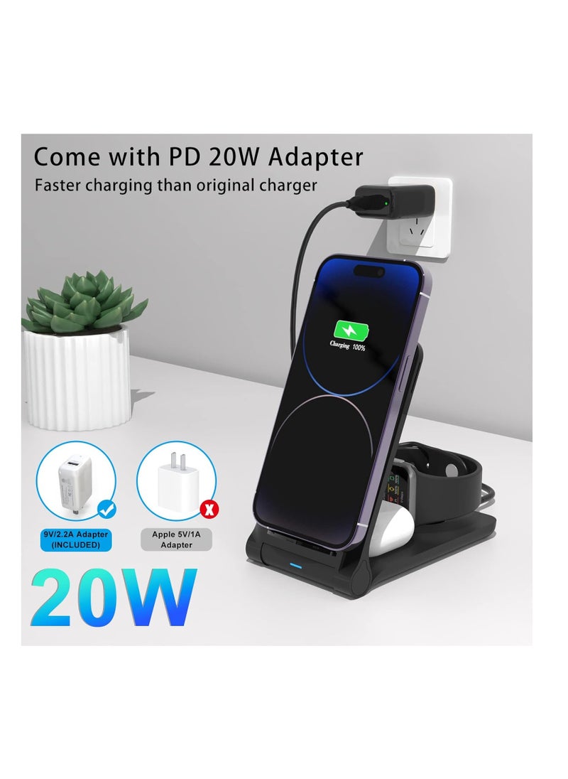Generic - Wireless Charging Station 3 in 1 Foldable Certified Fast Wireless Charger Compatible With Mobile Phone Headphone - Image 1