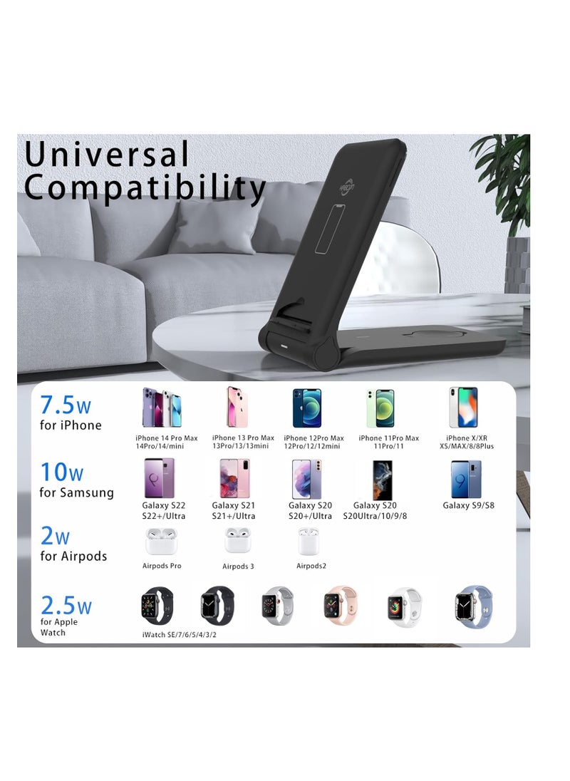 Generic - Wireless Charging Station 3 in 1 Foldable Certified Fast Wireless Charger Compatible With Mobile Phone Headphone - Image 1