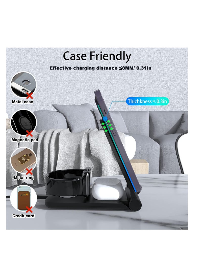 Generic - Wireless Charging Station 3 in 1 Foldable Certified Fast Wireless Charger Compatible With Mobile Phone Headphone - Image 1