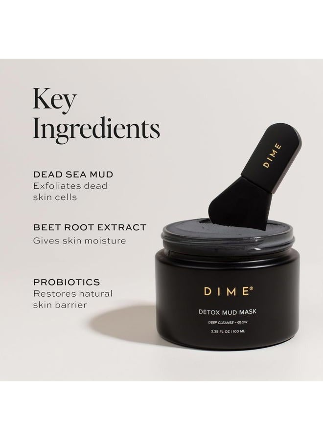 Dime Beauty Detox Mud Mask with Dead Sea Mud, Self Care Facial Mask that Nourishes and Brightens Dull Skin, 3.38 oz / 100 ml - Image 4