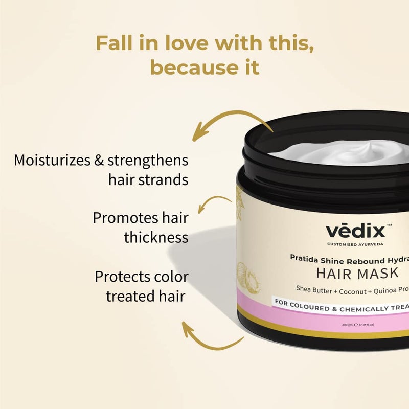Vedix Ayurvedic Hair Mask For Hair Growth Customized Pratida Shine Rebound Hydrating Hair Mask For Coloured  Chemically Treated Hair With Shea Butter  Coconut  Quinoa Protein  200 Gram - Image 5