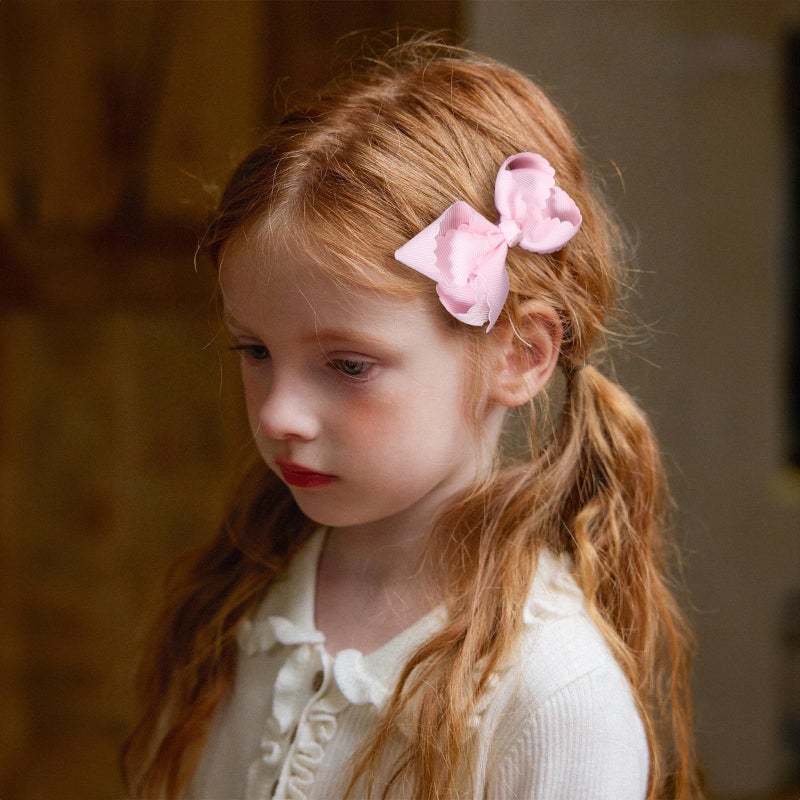 Miroksh Pink Grosgrain Ribbon Scalloped Hair Bows for Girls,2Pcs 3" Small Cute Dressy Bow Alligator Clips,Valentines Birthday Party Decor Accessories Gift for Toddlers Teens Baby School Kids - Image 5