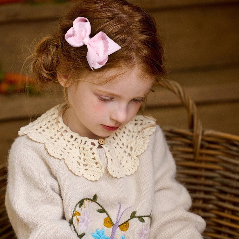 Miroksh Pink Grosgrain Ribbon Scalloped Hair Bows for Girls,2Pcs 3" Small Cute Dressy Bow Alligator Clips,Valentines Birthday Party Decor Accessories Gift for Toddlers Teens Baby School Kids - Image 3