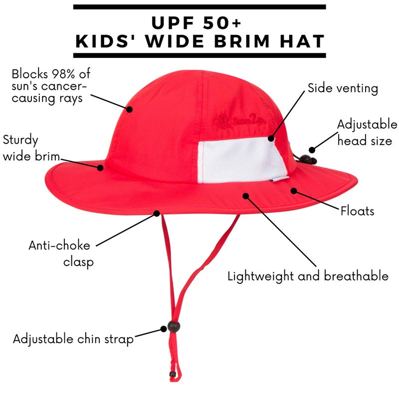 SwimZip SwimZip Unisex Child Wide Brim Sun Protection Hat UPF 50 Adjustable ,Red,2-8 Years  - Image 2