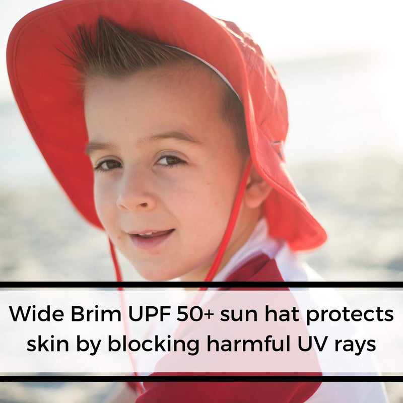 SwimZip SwimZip Unisex Child Wide Brim Sun Protection Hat UPF 50 Adjustable ,Red,2-8 Years  - Image 3