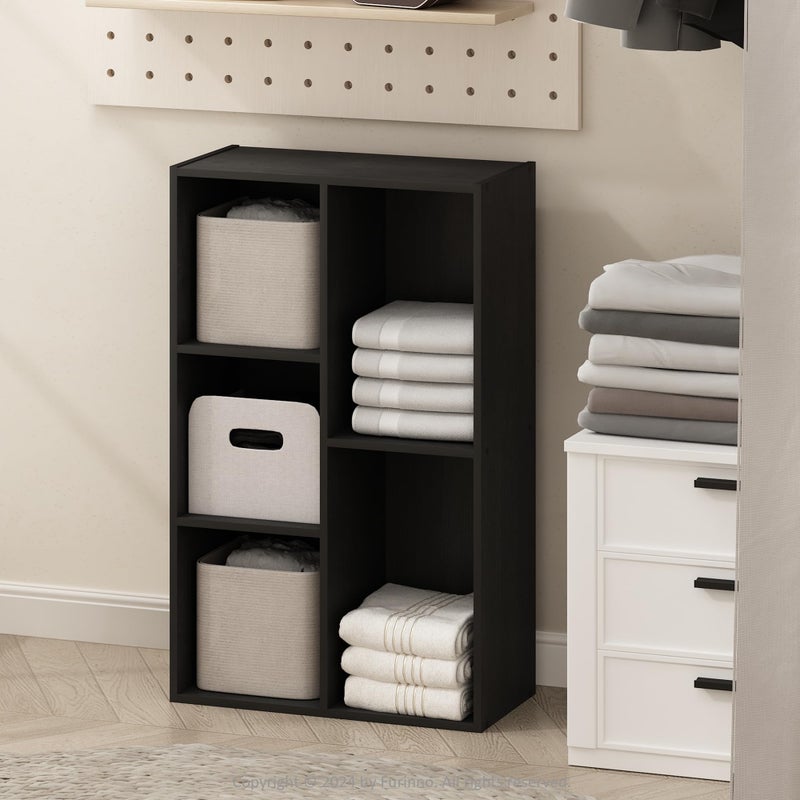 Furinno Reed Closet Organizers and Storage, 5-Cube Reversible Closet Shelves, Closet Organization Shelf, 9.4 x 19.5 x 31.5, for Bedroom, Closet, Blackwood - Image 1