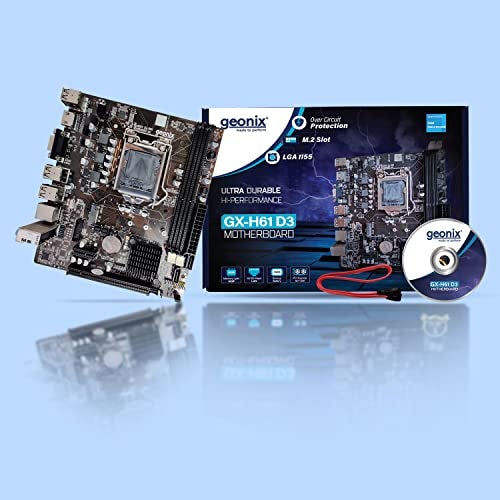 Geonix GX-H61 DDR3 Motherboard | 2.0 USB | Support M.2 and NVMe SSD | LGA 1155 Support Intel 2nd and 3rd Gen CPU | DDR3 RAM | 3 Years Warranty - Image 1