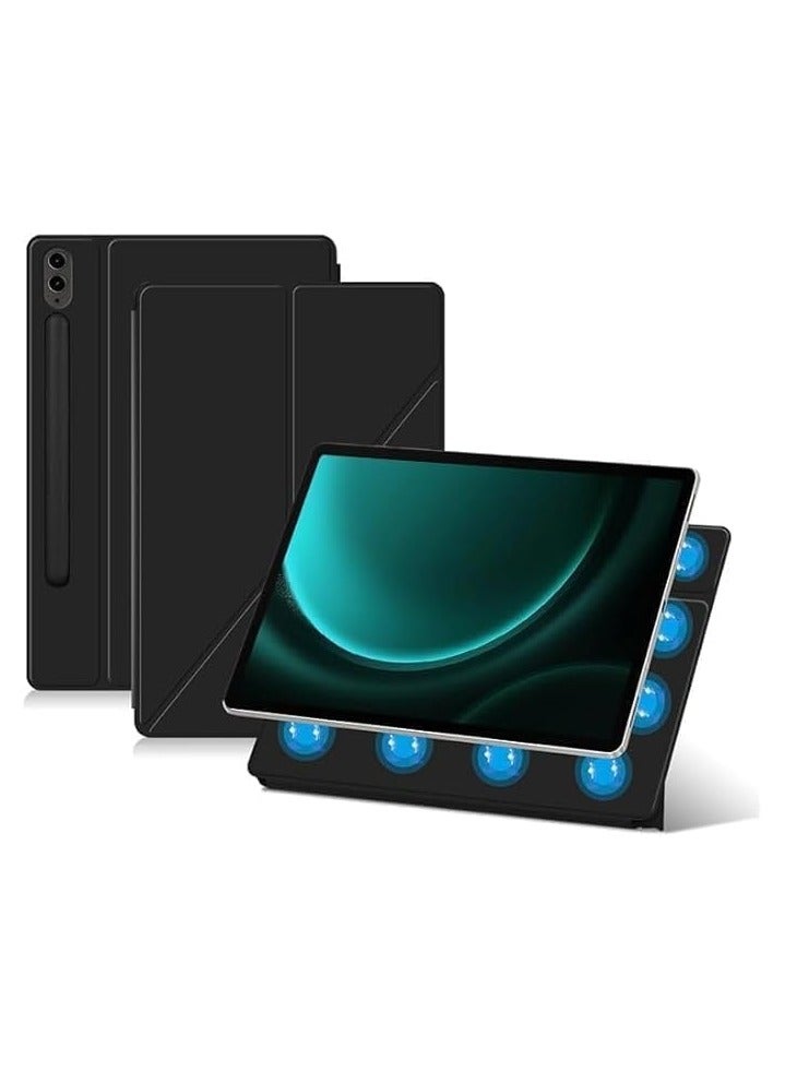 عام غطاء مغناطيسي قابل للطي متوافق مع تابلت سامسونج جالاكسي تاب S9 FE بلس 2023 مقاس 12.4 بوصة، مع فتحة للقلم، غلاف جلدي بتقنية النوم والاستيقاظ. - Image 1