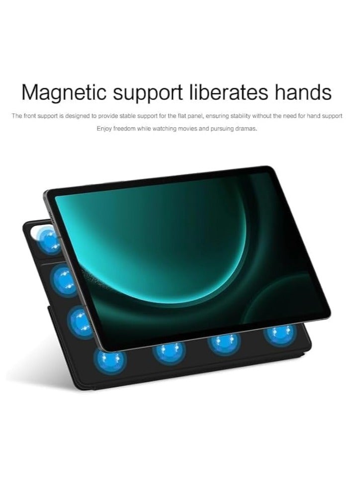 عام غطاء مغناطيسي قابل للطي متوافق مع تابلت سامسونج جالاكسي تاب S9 FE بلس 2023 مقاس 12.4 بوصة، مع فتحة للقلم، غلاف جلدي بتقنية النوم والاستيقاظ. - Image 3