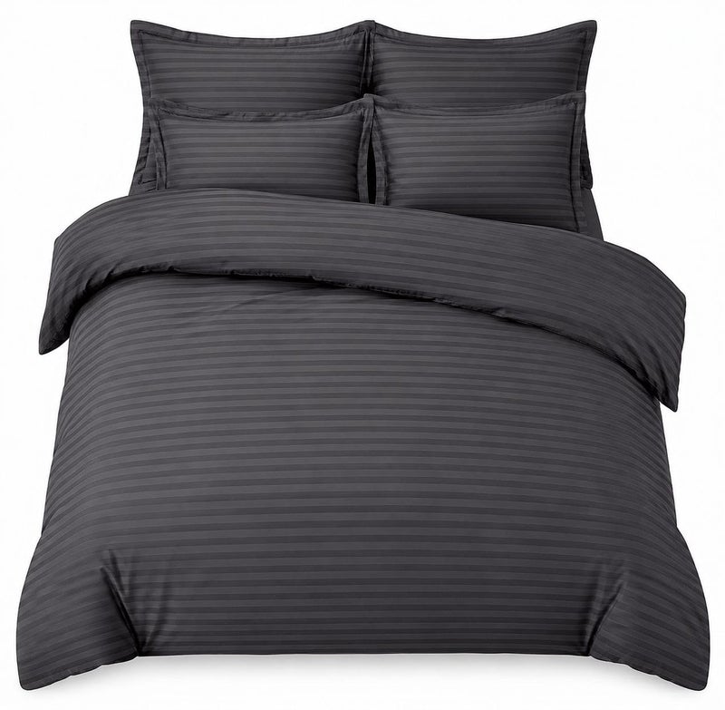 Castiqa Premium Glace Cotton Satin King Size Stripes Pattern Quilt Cover/Duvet Cover/Rajai Cover/Blanket Cover With Zipper Closure (King Size (90X100 Inch), Gray), 200 Tc, 1 Count - Image 3