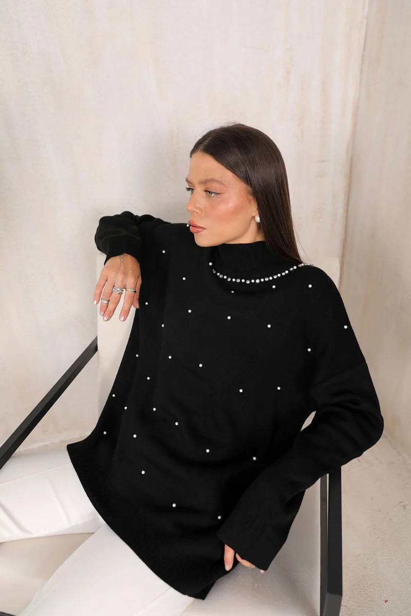 Melike Tatar Black Pearl Knitted Sweater 32-7000