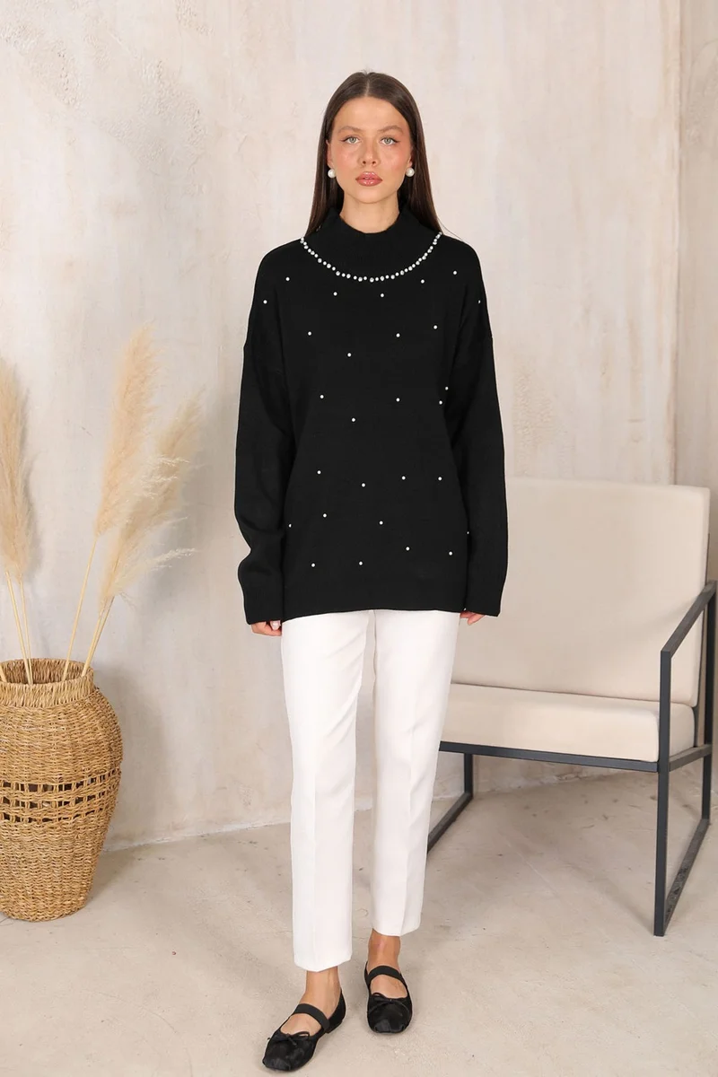 Melike Tatar Black Pearl Knitted Sweater 32-7000