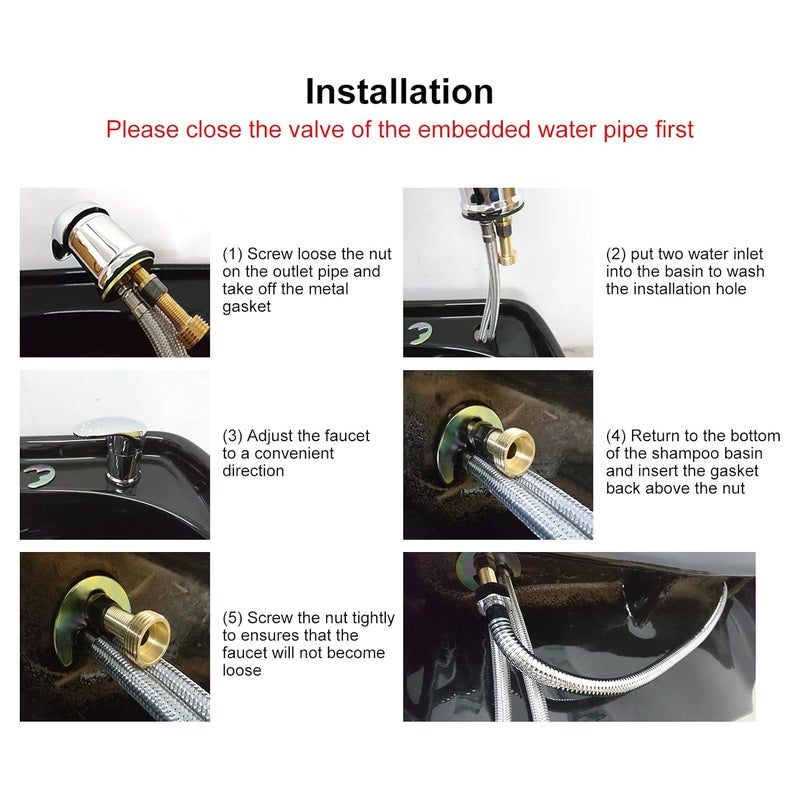 klarako Basin Faucet Shower Head Wash Hair Tap, Salon Shampoo Bowl Faucet and Sprayer Kit for Shampoo Bed Bowl or Backwash Unit, Shampoo Bed Faucet, Hose Basin Faucet Shower Head for Home and Hair Salon - Image 3