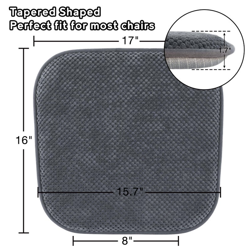PAGGED PAGGED Grey Chairs Cushions for Dining Chairs 6 Pack Non Slip Foam Kitchen Seat Cushions Washable Soft Thick Patio Pads Large Wooden Metal Tapered Chair Cushions 17"" x 16"" - Image 2