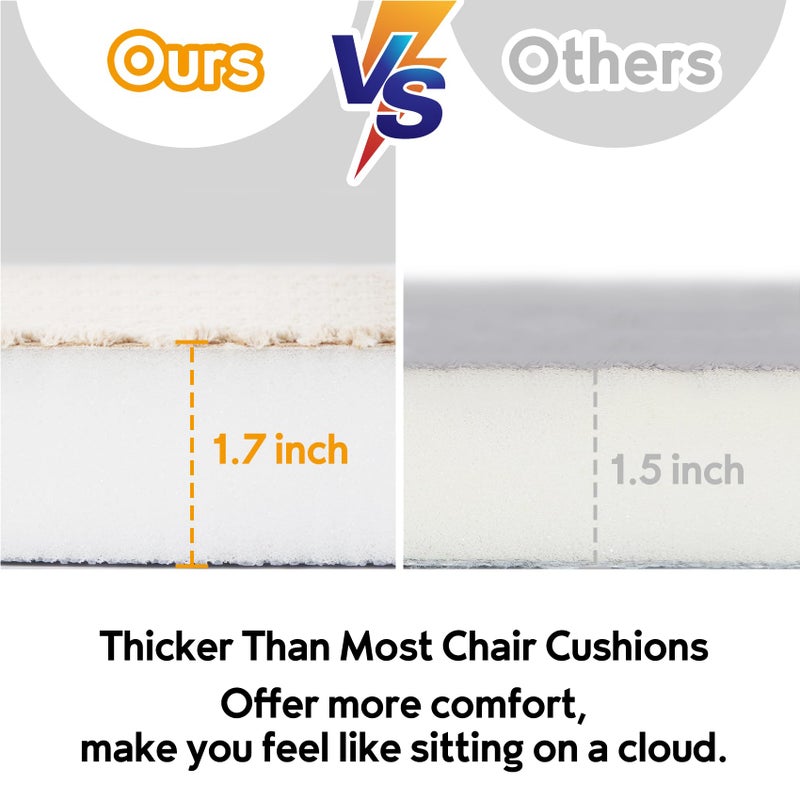 PAGGED PAGGED Grey Chairs Cushions for Dining Chairs 6 Pack Non Slip Foam Kitchen Seat Cushions Washable Soft Thick Patio Pads Large Wooden Metal Tapered Chair Cushions 17"" x 16"" - Image 3