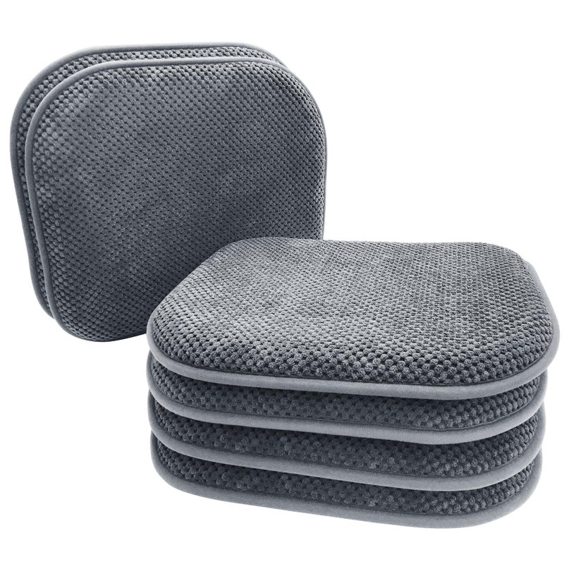 PAGGED PAGGED Grey Chairs Cushions for Dining Chairs 6 Pack Non Slip Foam Kitchen Seat Cushions Washable Soft Thick Patio Pads Large Wooden Metal Tapered Chair Cushions 17"" x 16"" - Image 1