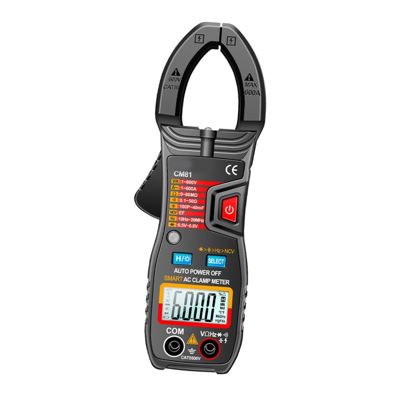 Digital Clamp Meter Auto-ranging Ac Dc Amp Meter Voltage Tester Current Resistance Tester for Electrical Repair and Household Appliance Maintenance, Black, Battery Not Included - Image 1
