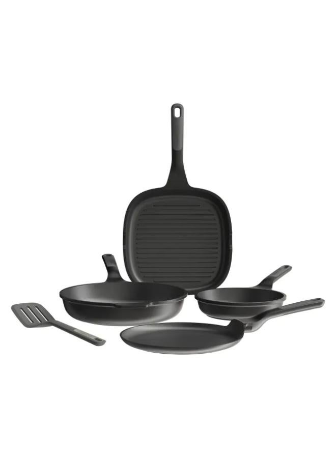 Berghoff Pack Of 4 Non-Stick Frying Pan With Nylon Turner Spoon  cm-Black - Image 1