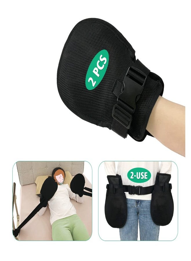 Mistuki Bed Restraints Dementia Gloves Safety Hand Control Mitts Medical Bondage Locking Mittens Patients Caregivers Elderly Protectors Product, Prevent Scratching Harm, 1 Pair Dual Purpose, Black - Image 1