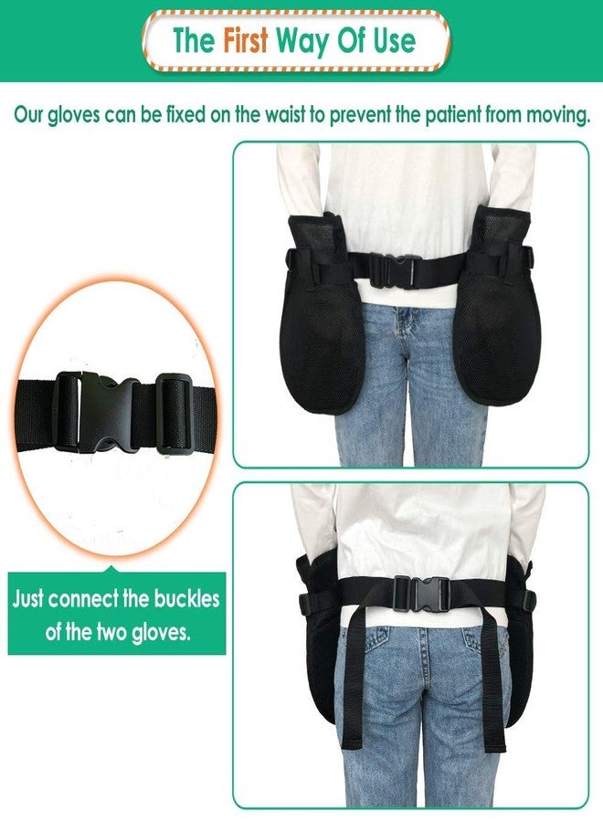 Mistuki Bed Restraints Dementia Gloves Safety Hand Control Mitts Medical Bondage Locking Mittens Patients Caregivers Elderly Protectors Product, Prevent Scratching Harm, 1 Pair Dual Purpose, Black - Image 2